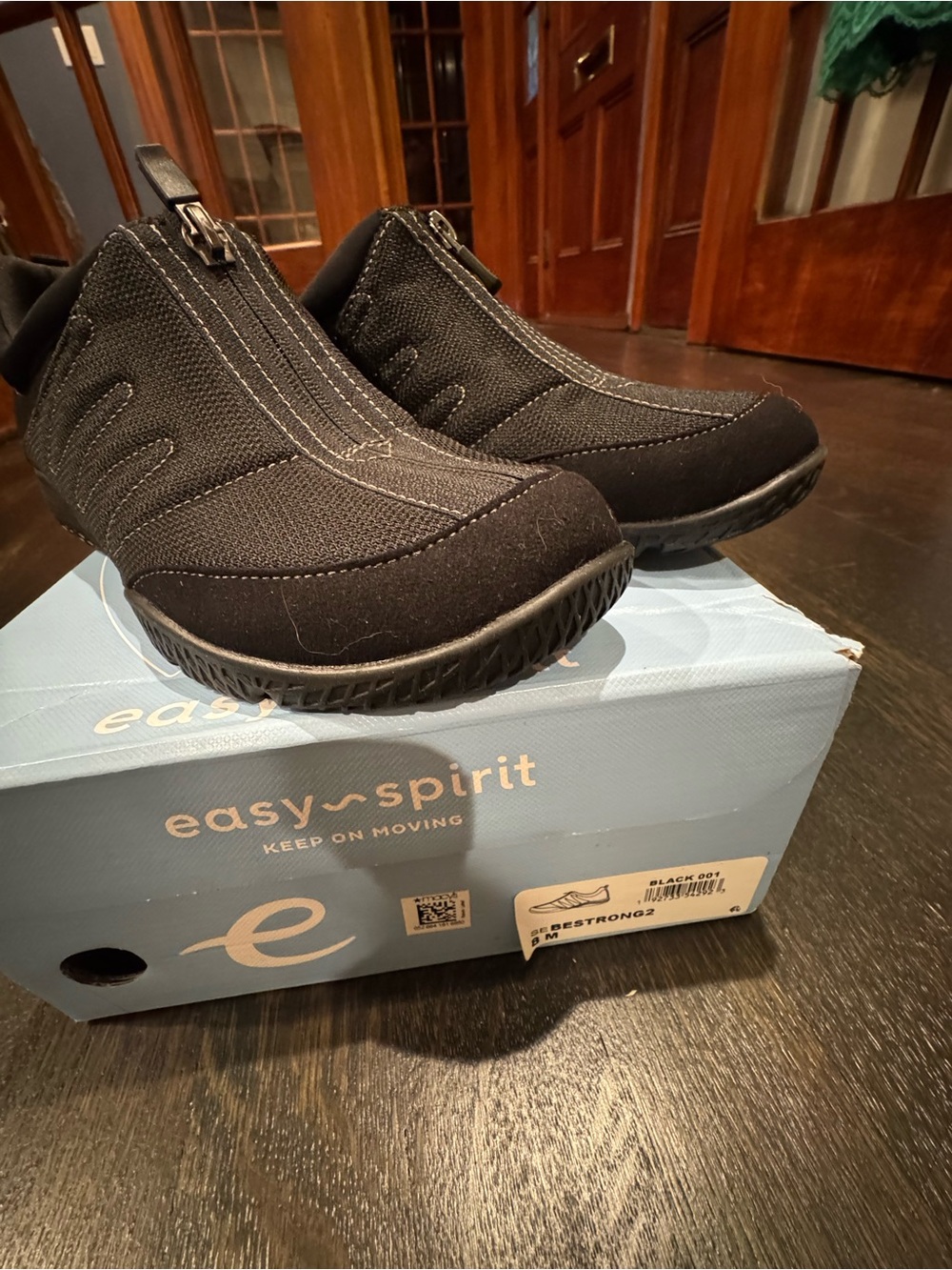 Easy Spirit Black Women's Slip-On Zip Sneakers - Picture 3 of 8